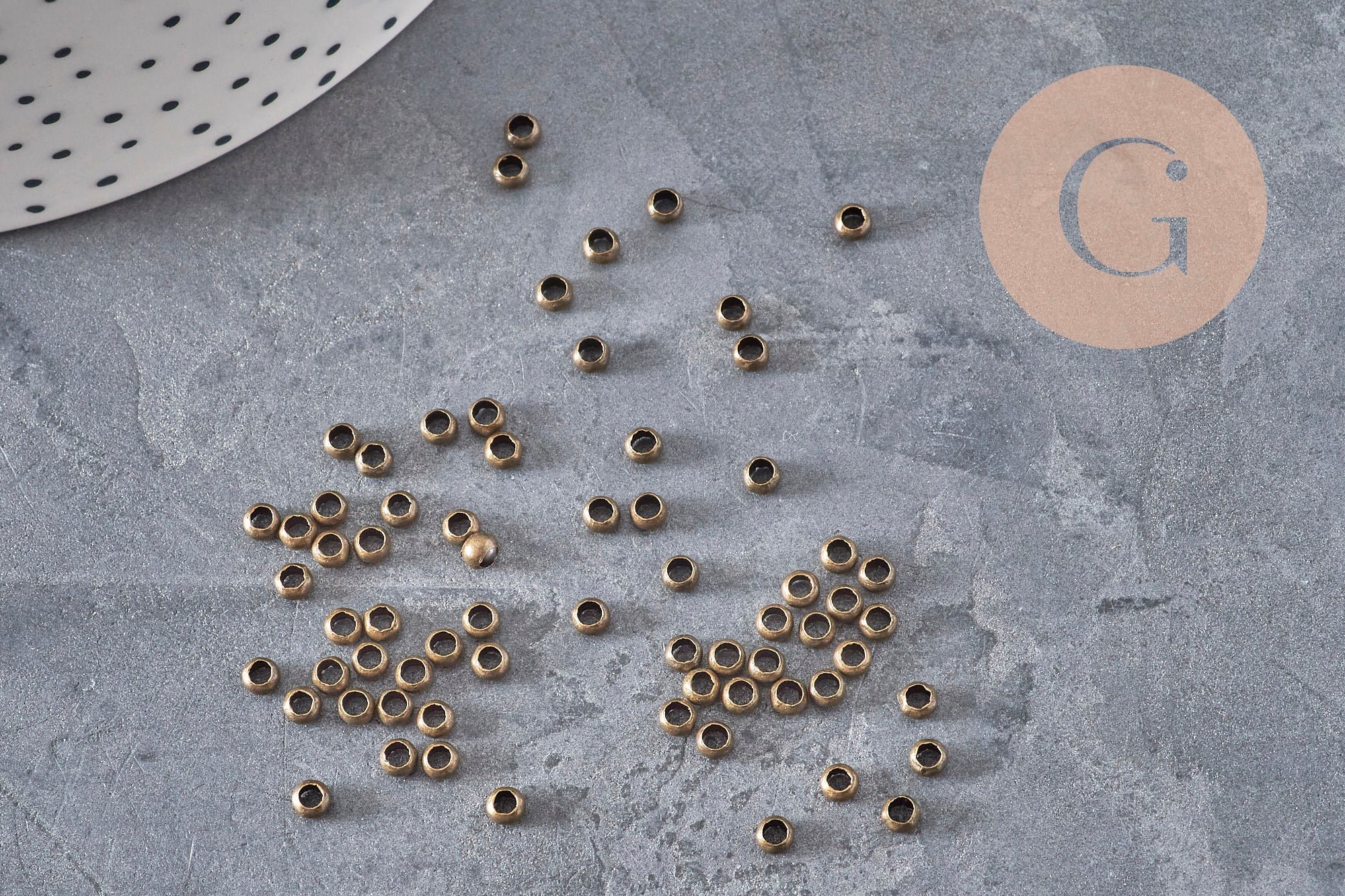 Crimp beads brass bronze color 3x2mm, x2 Grams VALID