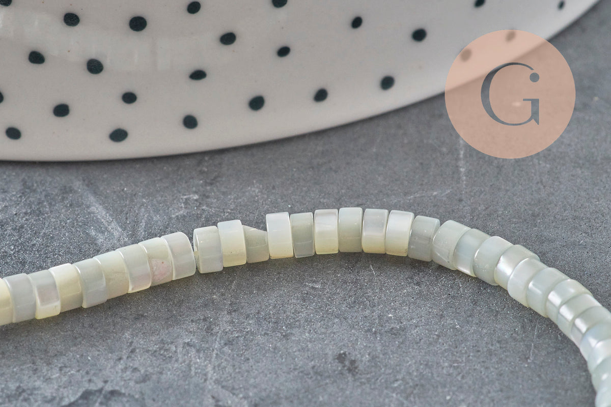 EP-natural mother-of-pearl heishi pastel gray, colored shell tube, shell bead, jewelry creation, 2x4mm, strand of 185 beads G4769