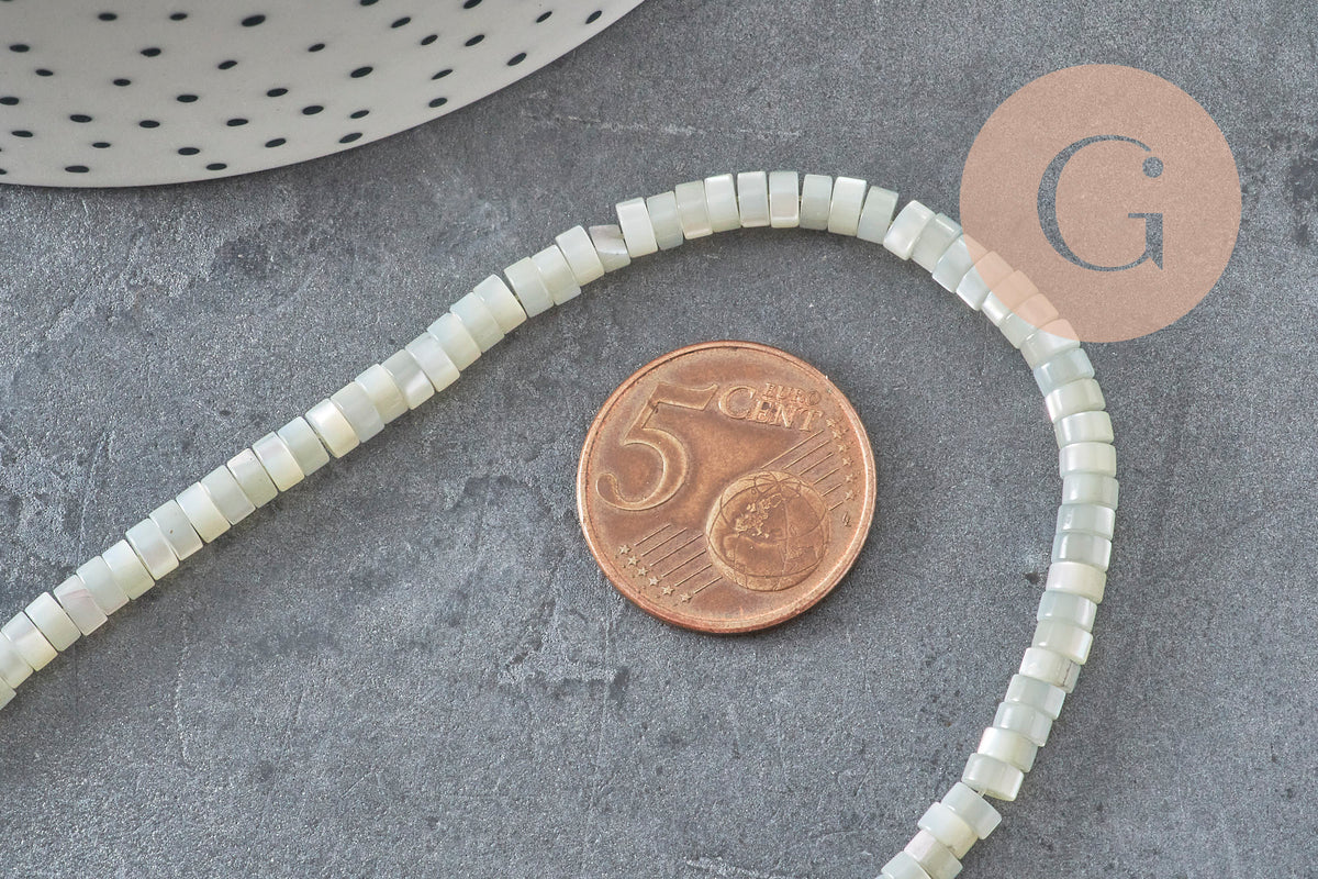 EP-natural mother-of-pearl heishi pastel gray, colored shell tube, shell bead, jewelry creation, 2x4mm, strand of 185 beads G4769