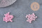 Cuentas grandes de cristal rosa nacarado 4mm, x10g (G5474)