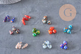 Millefiori glass drop beads 10-17mm, handmade glass beads for jewelry making, x5 (G1943)