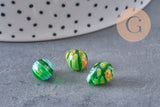 Millefiori glass drop beads 10-17mm, handmade glass beads for jewelry making, x5 (G1943)