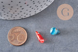 Millefiori glass drop beads 10-17mm, handmade glass beads for jewelry making, x5 (G1943)