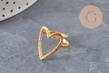 PHOTO 5 VARIATIONS TO BE MADE Heart ring gold IP 304 stainless steel Size 57, x1 VALID