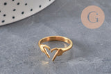 PHOTO 5 VARIATIONS TO BE MADE Heart ring gold IP 304 stainless steel Size 57, x1 VALID