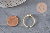 Adjustable twisted brass ring, gold-plated, natural stone cabochon 20mm, x1 (G4238)