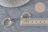 Adjustable twisted brass ring, gold-plated, natural stone cabochon 20mm, x1 (G4238)