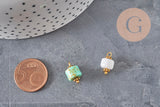 Natural stone charm pendant, gold-plated zamak 14.5mm, x1 (G7302)