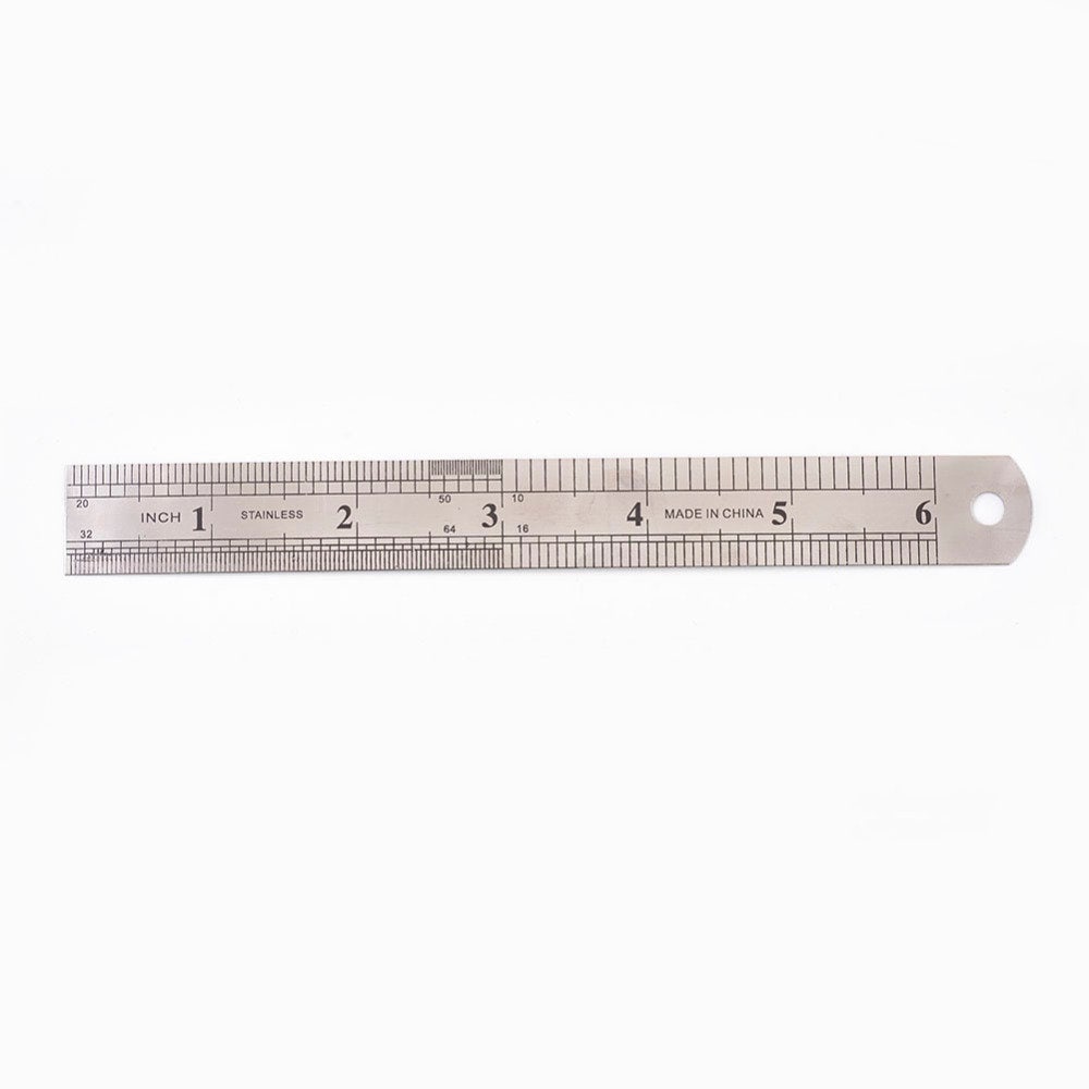 Règle graduée en acier inoxydable 15cm , outil de mesure recto-verso, en centimètres et pouces G6378