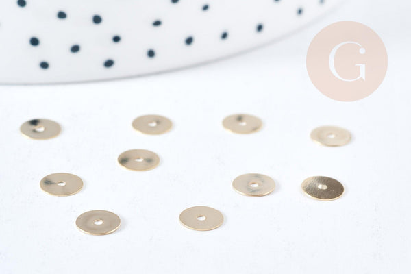 Rondelles acier doré inoxydable 6mm,perles intercalaires disque pour création bijoux acier,x 20 G8732