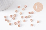 Rondelles fleurs intercalaire zamac or rose 5mm, x50 (G1369)