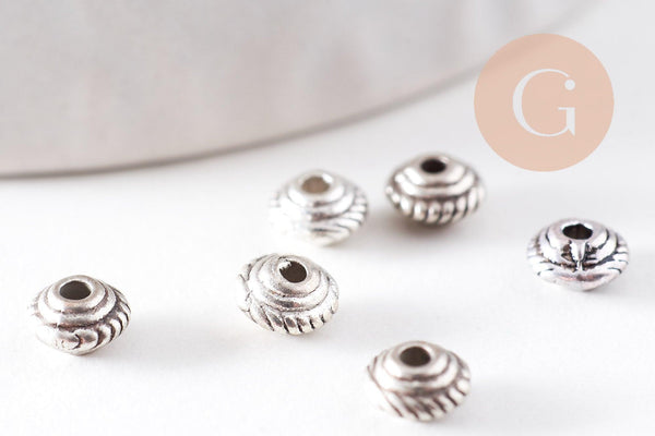 Rondelles intercalaires gravées zamac argent vieilli 3mm, x20 (G0959)