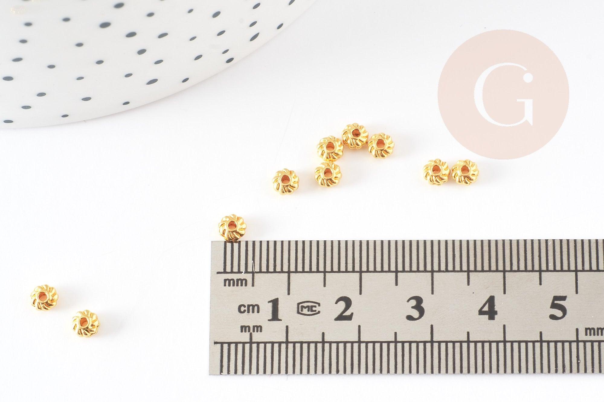 Rondelles laiton doré, perles dorées, perles intercalaires, Perle ,4mm, x 10Gr (G5598)