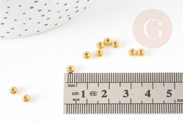 Rondelles laiton doré, perles dorées, perles intercalaires, Perle ,4mm, x 10Gr (G5598)