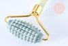 Rouleau de massage jade naturelle support or doré 14,3mm,outil auto-massage, x1 G7238