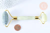Rouleau de massage jade naturelle support or doré 14,3mm,outil auto-massage, x1 G7238