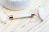 Rouleau de massage quartz rose naturel support or rose, un outil en pierre naturelle pour masser le visage, auto-massage, x1 G4514