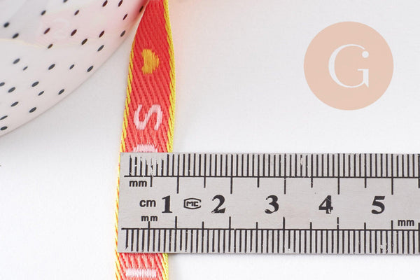 Ruban brodé texte LA VIE EST BELLE 10mm, x1 mètre (G10270)