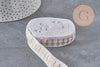 Ruban élastique blanc de 16mm avec motifs ananas dorés pour créations DIY et bijoux personnalisés.