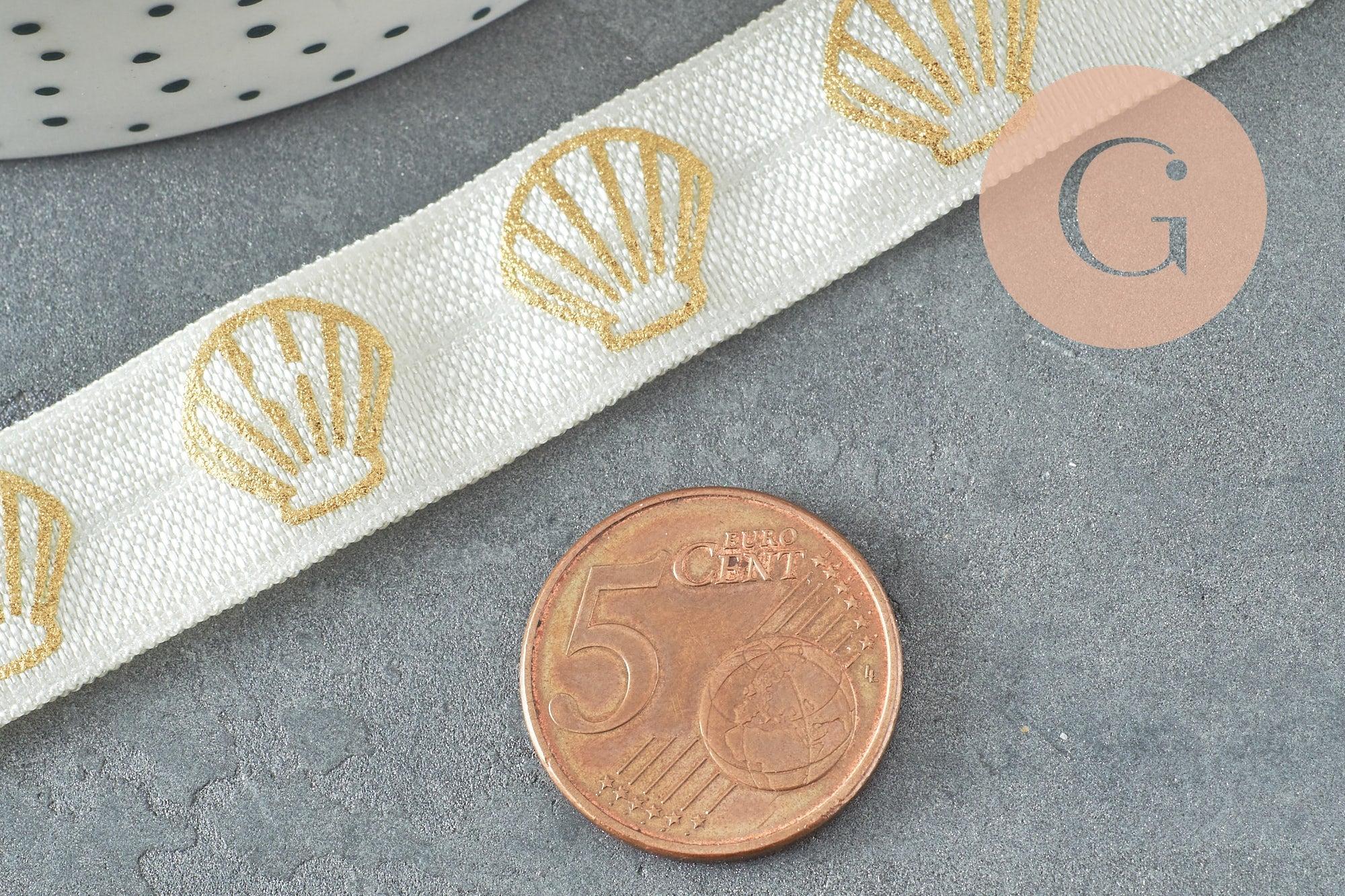 Ruban élastique écru or coquilage EFJF, x1 ou x5 ou x10 mètres (G1674)