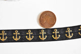 EP Ruban élastique noir ancre or EFJF, bracelet EVJF,ruban mariage,scrapbooking,16mm, 1/5/10 Mètres G2154 (adn)