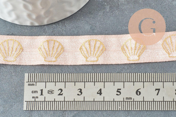 Ruban élastique rose clair or coquilage EFJF,bracelet EVJF,ruban mariage, scrapbooking,16mm, 1/5/10 Mètres G2071