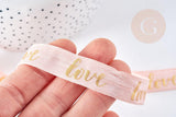 EP Ruban élastique rose doré LOVE EFJF 16mm,bracelet EVJF,ruban mariage, scrapbooking, 1/5/10 mètres G8306 (adn)