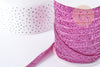 Ruban plat à paillettes polyester nylon rose 9.5-10mm, fabrication bijoux ruban rose, X 1Mètre G8906