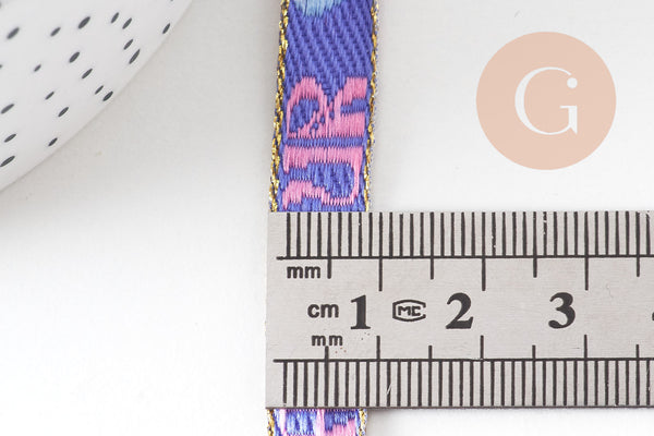 Ruban texte BISOUS 10mm, un ruban brodé de qualité pour travaux de couture ou création de bijoux, x1 mètre (G10830)