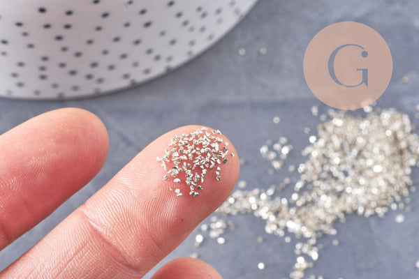 Sable argenté Embellissement verre pour résine époxy 1-1.5mm, x10gr (G7240)