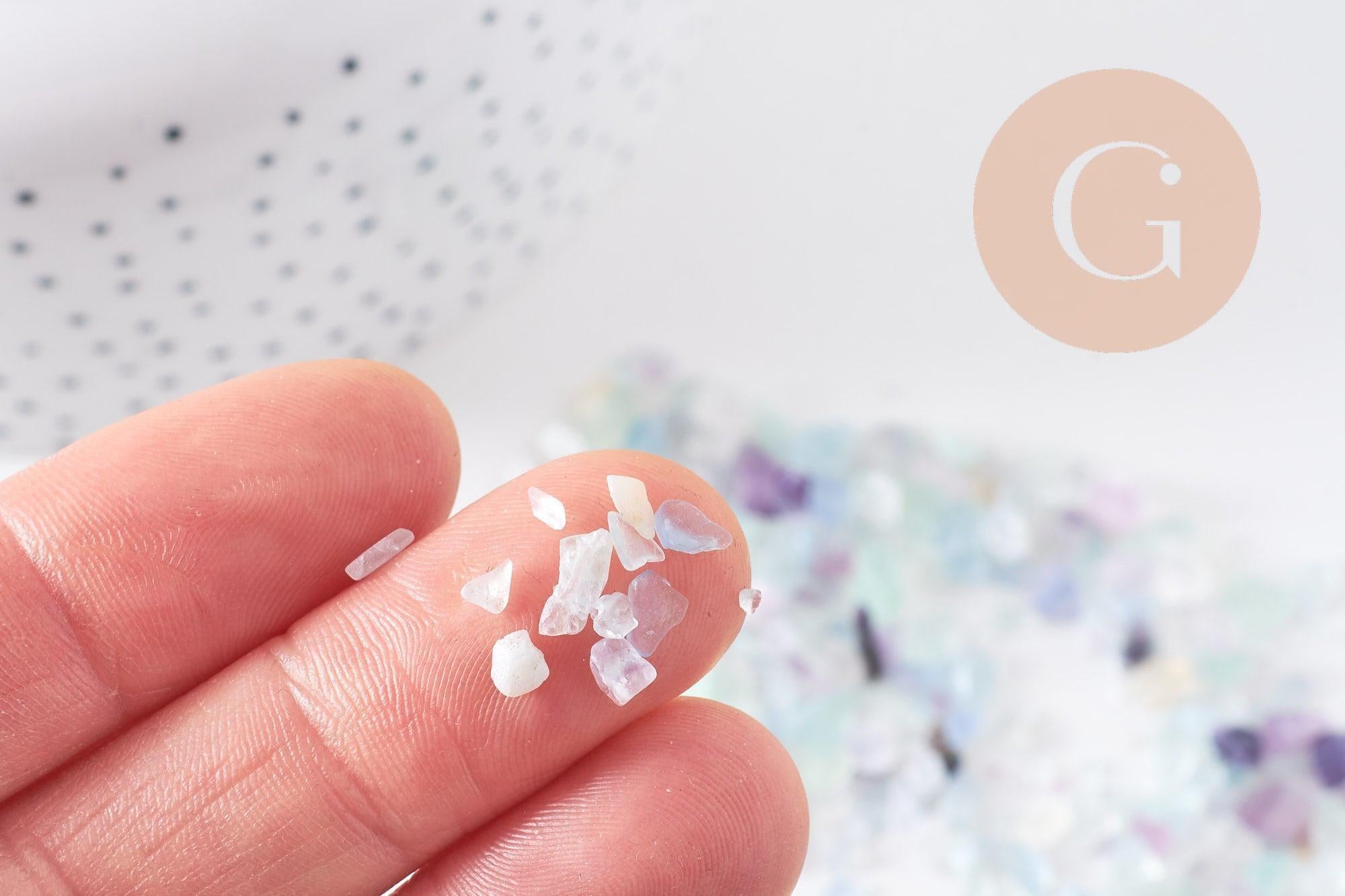 Sable chips pierre fluorite naturelle 3~10mm non percé, x20gr (G0233)