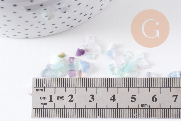 Sable chips pierre fluorite naturelle 3~10mm non percé, x20gr (G0233)