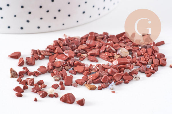 Sable chips pierre jaspe rouge naturel 2~12mm non percé, x20gr (G3502)