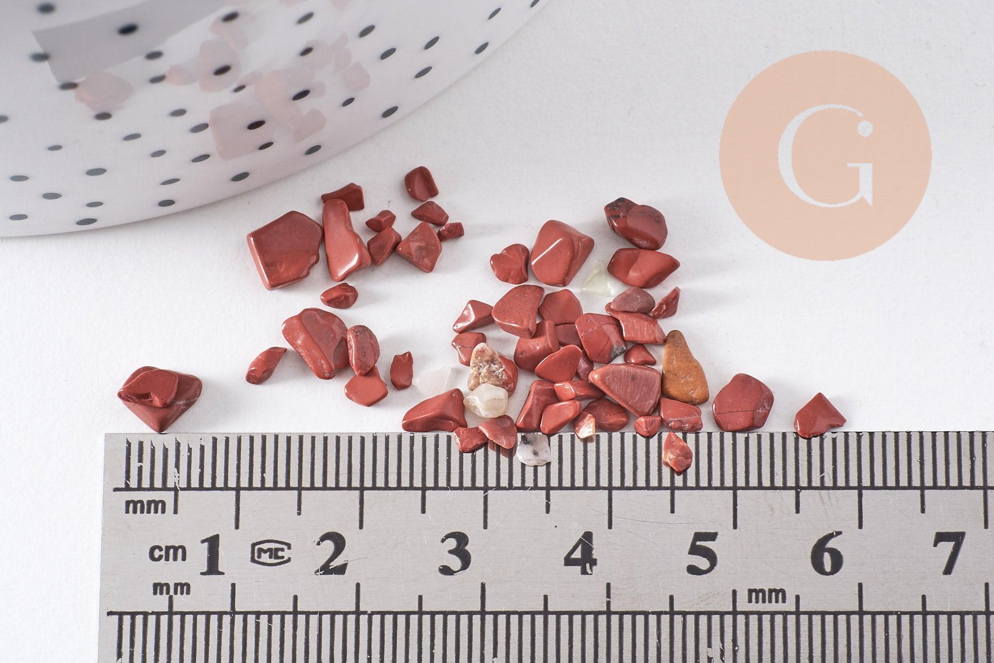 Sable chips pierre jaspe rouge naturel 2~12mm non percé, x20gr (G3502)