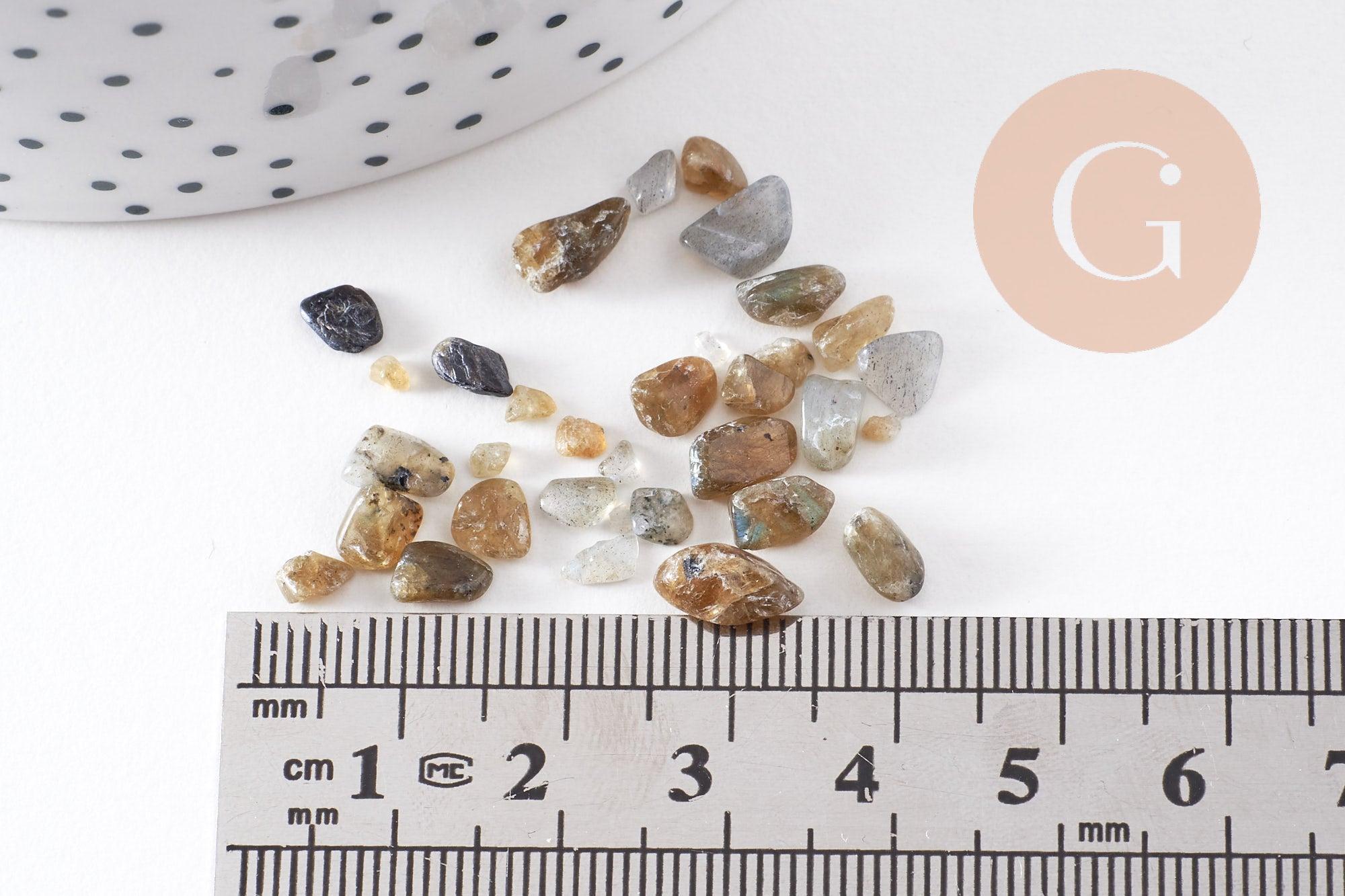 Sable chips pierre labradorite naturelle 2-12mm non percé, x20gr (G3397)