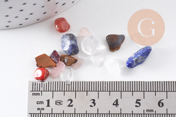 Sable chips pierre naturelle brute roulée mélangée 6-11mm non percé, x20gr (G5227)