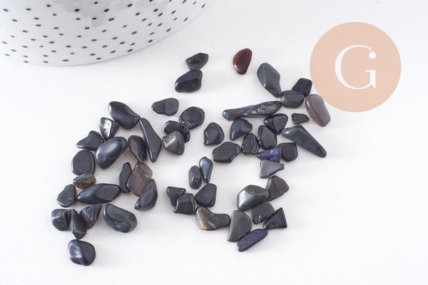 Sable chips pierre obsidienne naturelle 8-20mm non percé x20gr (G0402)