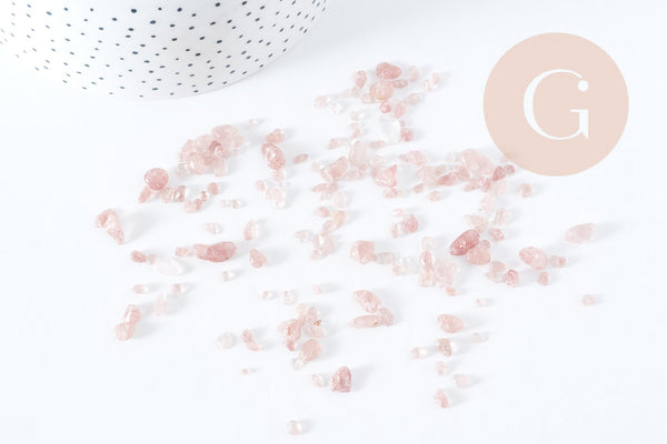Sable chips pierre quartz fraise naturel 2-15mm non percé, x20gr (G8945)