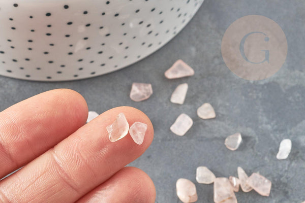 Sable chips pierre quartz rose naturel 5-10.5mm non percé, x20gr (G0241)