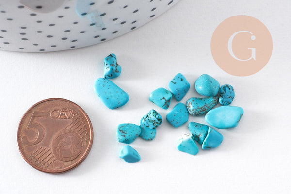 Sable chips pierre turquoise naturelle non percé, pépites (5-8mm) x20gr (G0237)