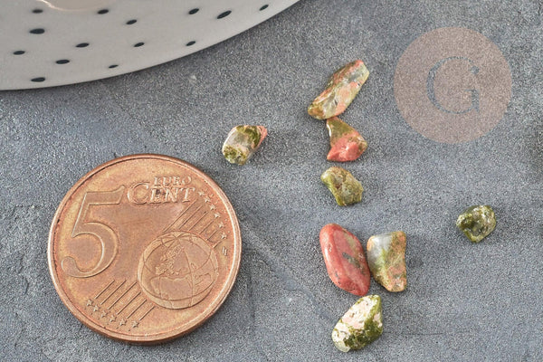 Sable chips pierre unakite Naturelle 2-8mm non percé, x20gr (G2810)