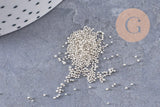 Sable chips verre blanc argent chips mineral 0.6mm non percé, x10gr (G1462)