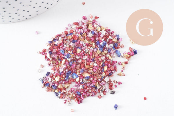 Sable pépite verre coloré métallisé 2-3mm non percé, x10gr (G1459)