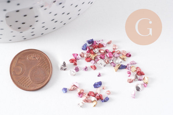 Sable pépite verre coloré métallisé 2-3mm non percé, x10gr (G1459)