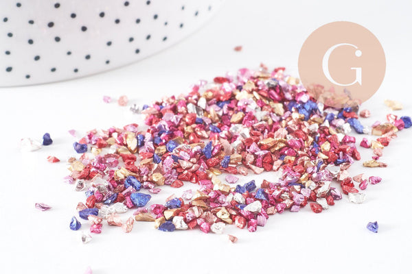 Sable pépite verre coloré métallisé 2-3mm non percé, x10gr (G1459)