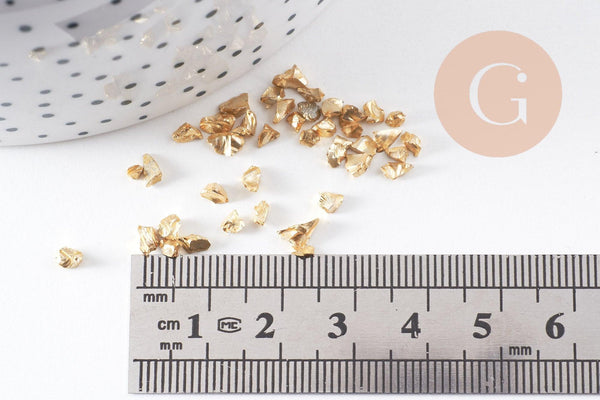Sable pépite verre doré 1.5~2mm non percé, x10gr (G0846)
