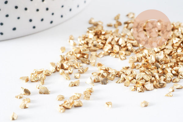 Sable pépite verre doré 1.5~2mm non percé, x10gr (G0846)