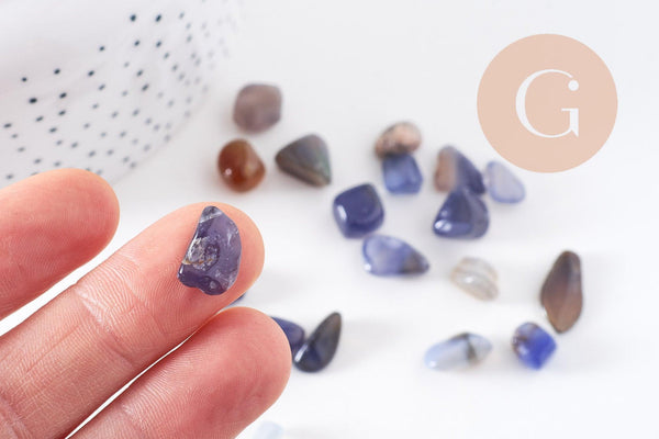 Sable pierre agate bleue naturelle brute roulée 8-19mm non percé,x20gr (G0396)