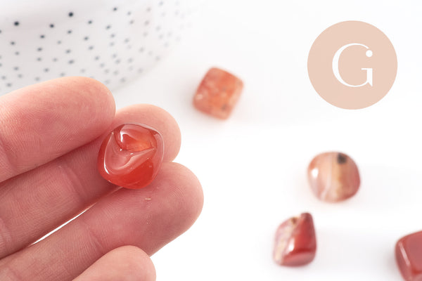 Sable pierre agate rouge naturelle brute roulée 10-16mm, x20gr (G5179)