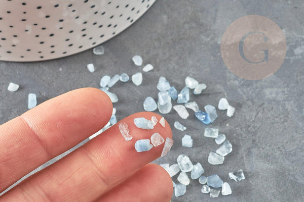 Sable pierre aigue-marine naturelle brute roulée 5-22mm non percé, x20gr (G0398)